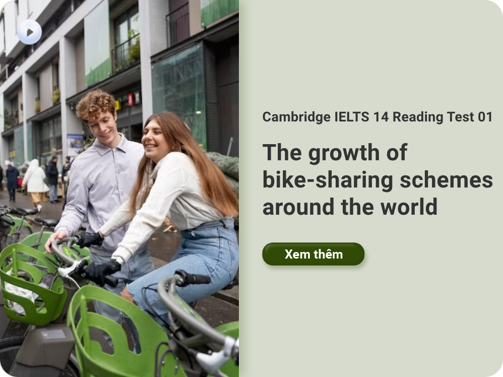 Cambridge IELTS 14 Reading Test 01: The growth of bike-sharing schemes around the world